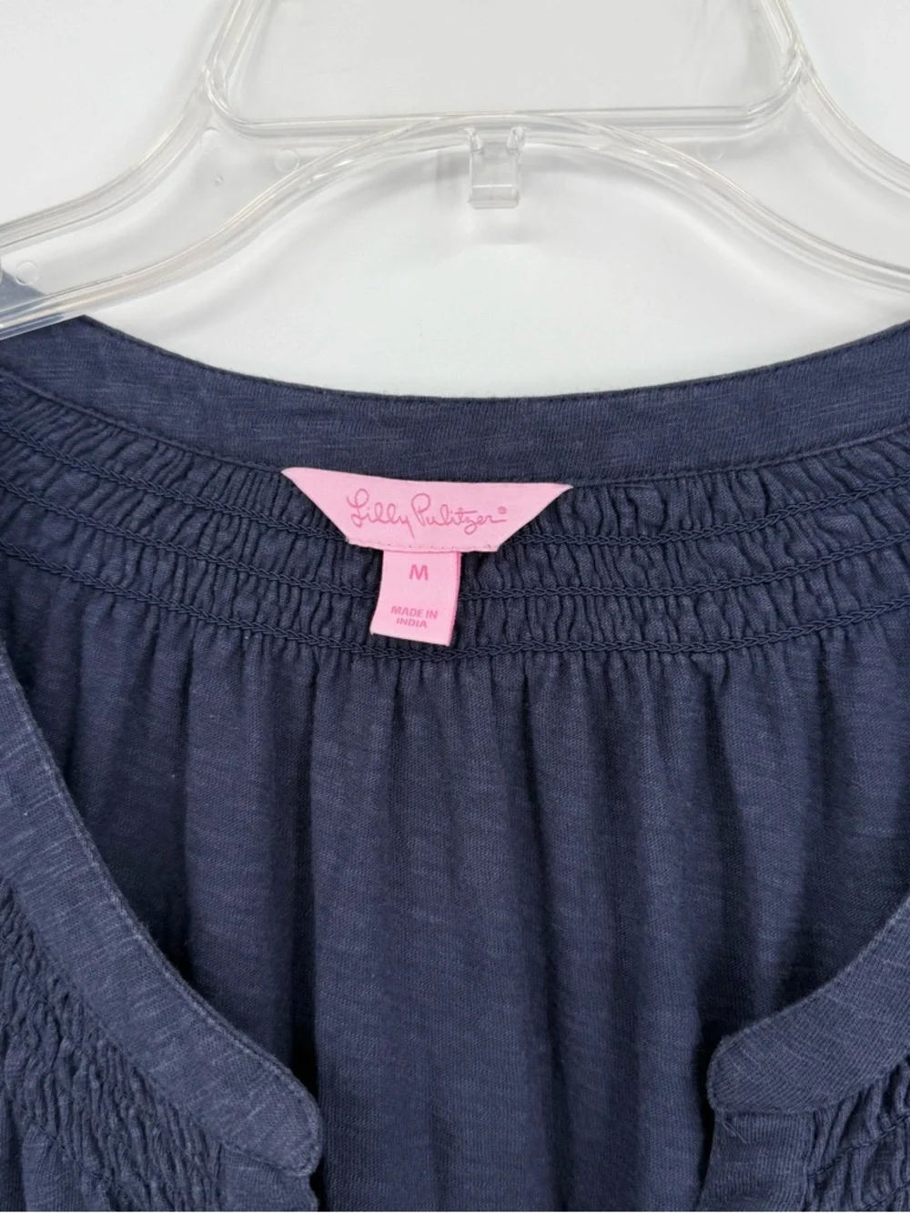 Lilly Pulitzer Essie Mini Dress Smocked Navy Blue Cotton Size Medium Cotton - Picture 8 of 10